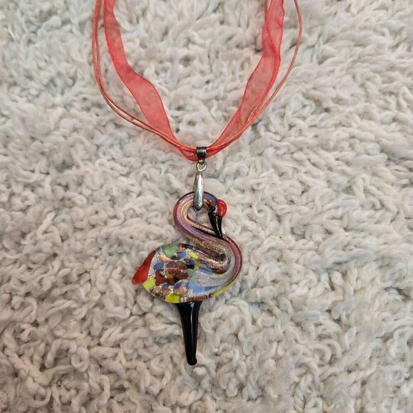 NEW Glass Flamingo Necklace - Picture 8 of 8